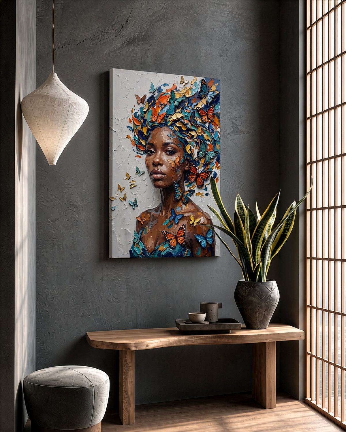 Portraits & Figures — Black Woman Portrait Canvas Print room scene, slot 2